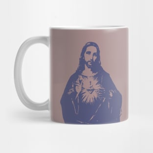 Jesus Monochromatic Purple Image on Light Background Mug